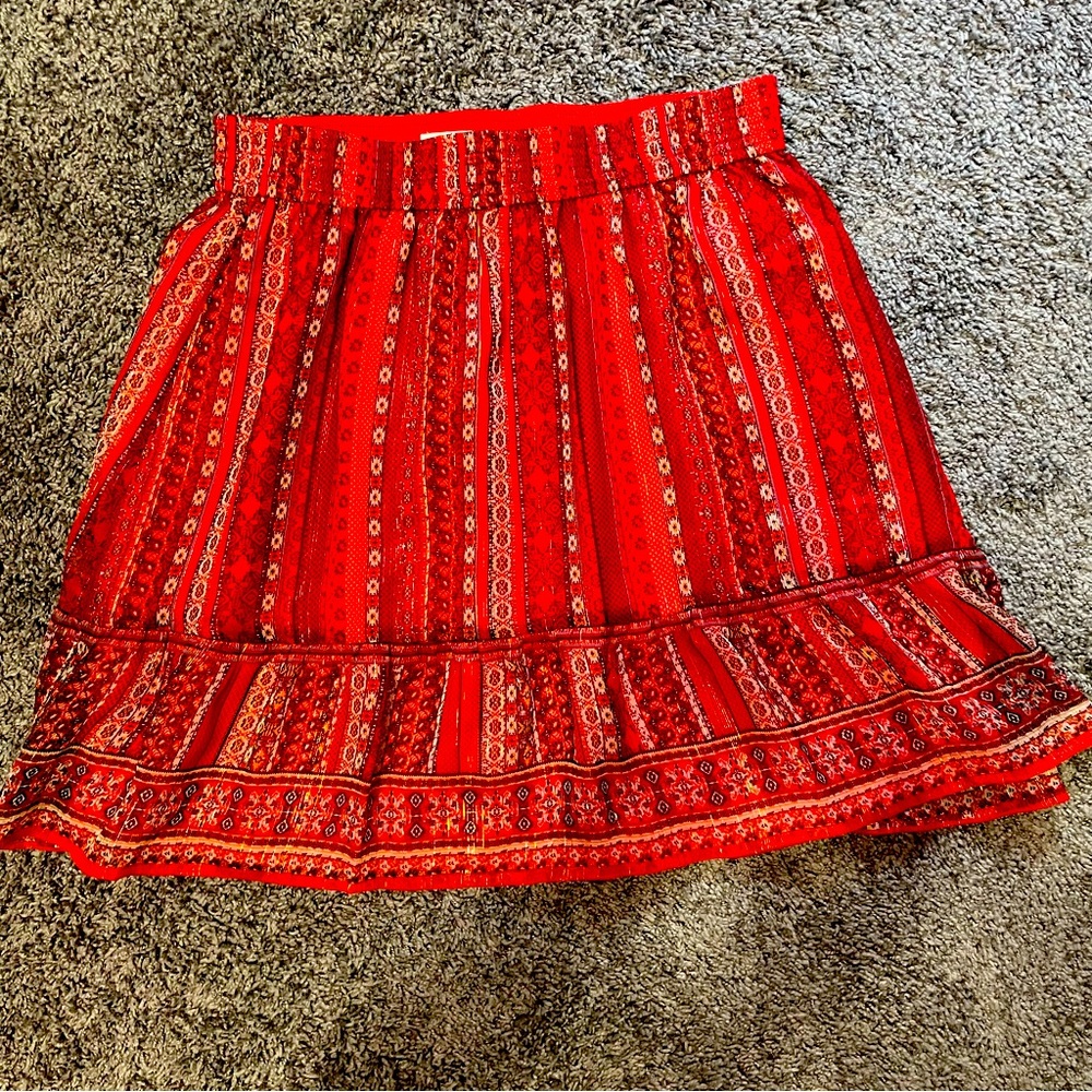 LOFT red skirt size small with metallic threads